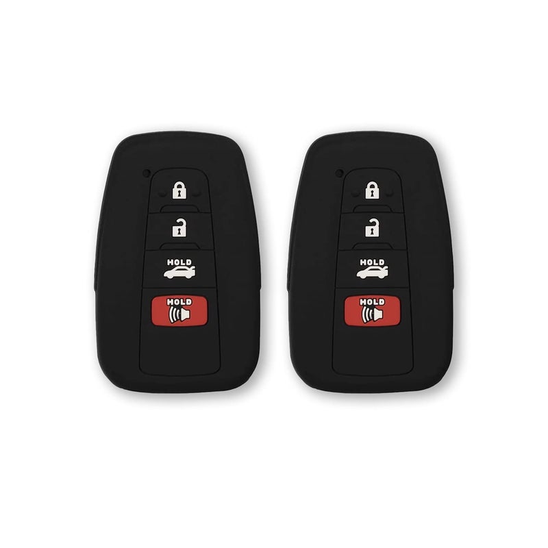 Autobase Silicone Key Fob Cover for Toyota Camry RAV4 Highlander Avalon C-HR Prius Corolla GT86 Smart Key | Car Accessory | Key Protection Case 2 Pcs (Black) - Image 1